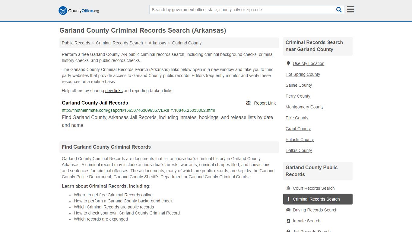 Criminal Records Search - Garland County, AR (Arrests ...